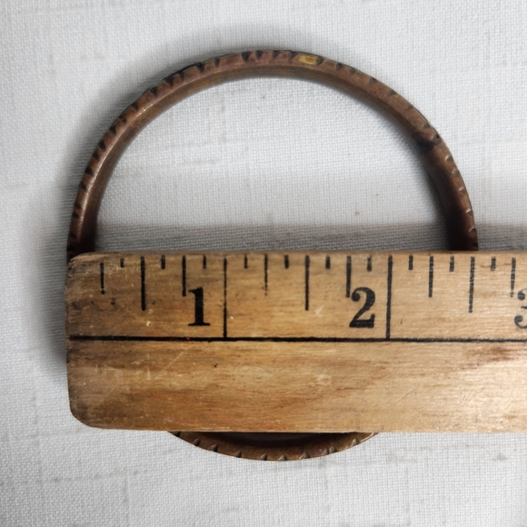 Brass and Inlaid Stone Bangle Bracelet, India - Picture 5 of 6